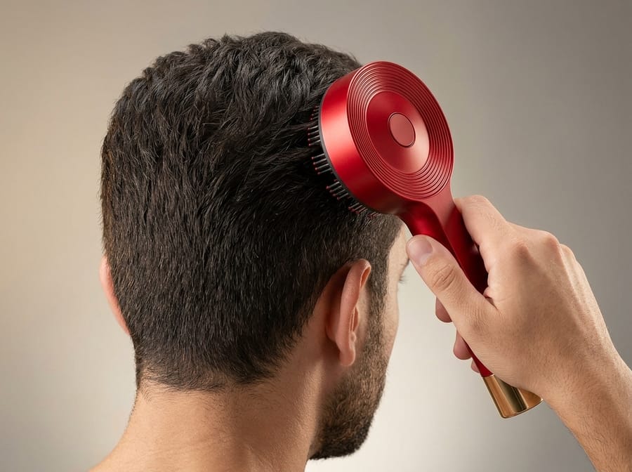 فرشاة تمشيط وتوزيع الزيوت مع اشعة حمراء