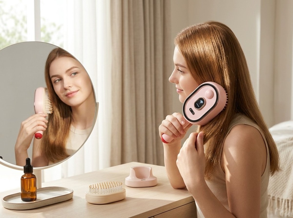 مشط وفرشاة توزيع الزيوت والسيروم الكهربائية - 1